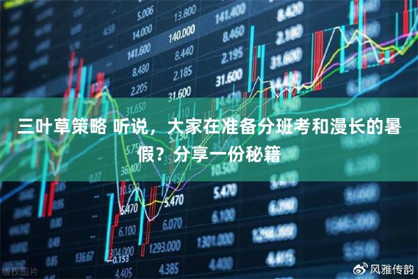 三叶草策略 听说，大家在准备分班考和漫长的暑假？分享一份秘籍
